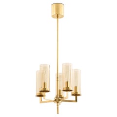 Ceiling Lamp with Amber-tinted Glass Shade by Hans-agne Jakobsson, 1950s