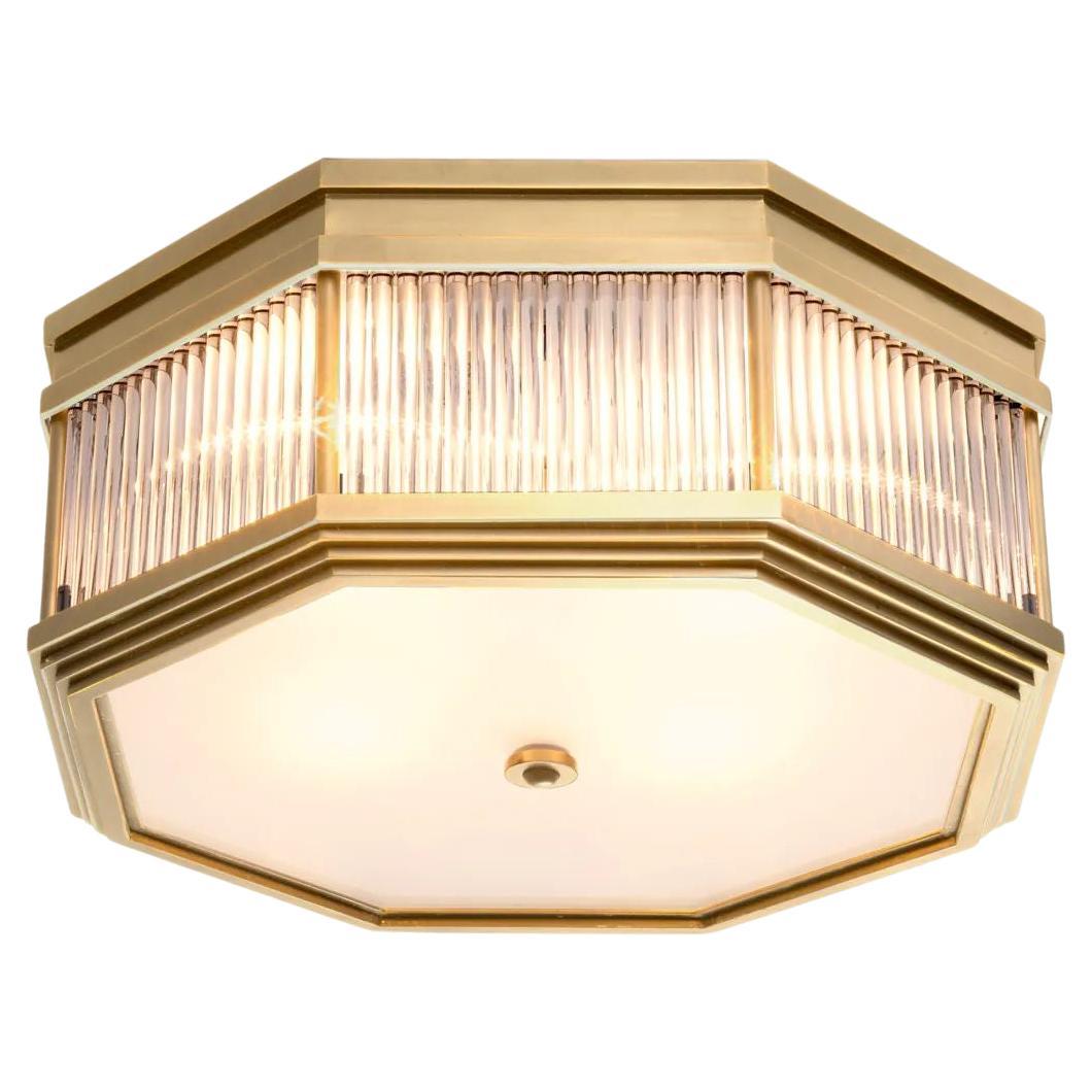 Ceiling Lamp With Brass Finish, Clear And Frosted Glass