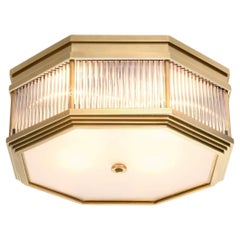 Ceiling Lamp With Brass Finish, Clear And Frosted Glass