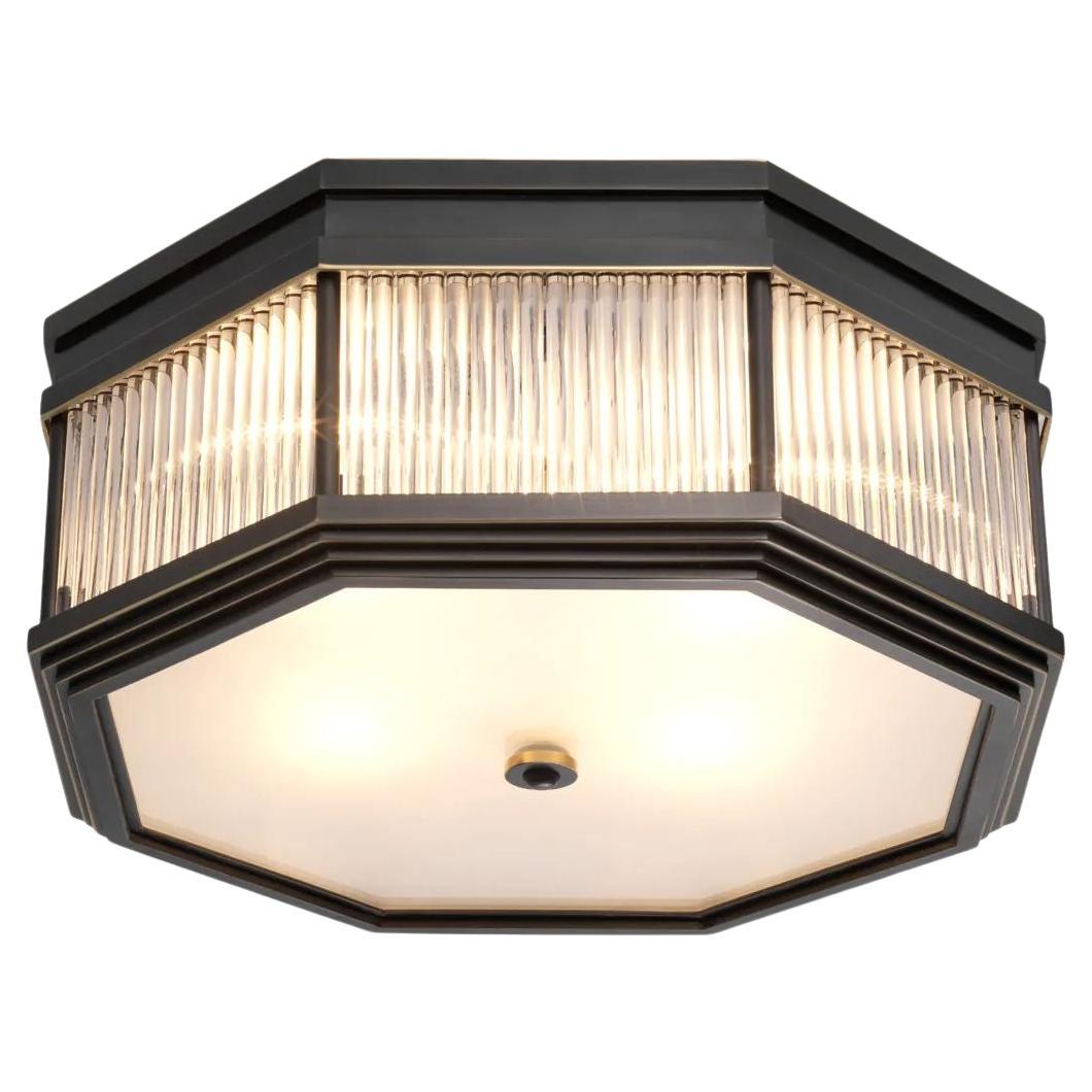 Ceiling Lamp with Bronze Highlight Finish, Clear and Frosted Glass