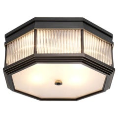 Ceiling Lamp with Bronze Highlight Finish, Clear and Frosted Glass