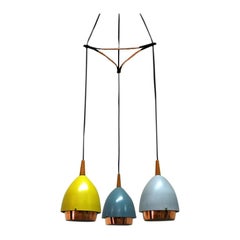 Ceiling Lamp with Colored Metal Shades by T. Røste & Co, Norway, 1950s