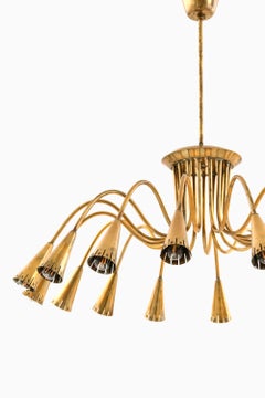 Deckenleuchte mit konischem Messingschirm von Harald Notini, 1950er Jahre