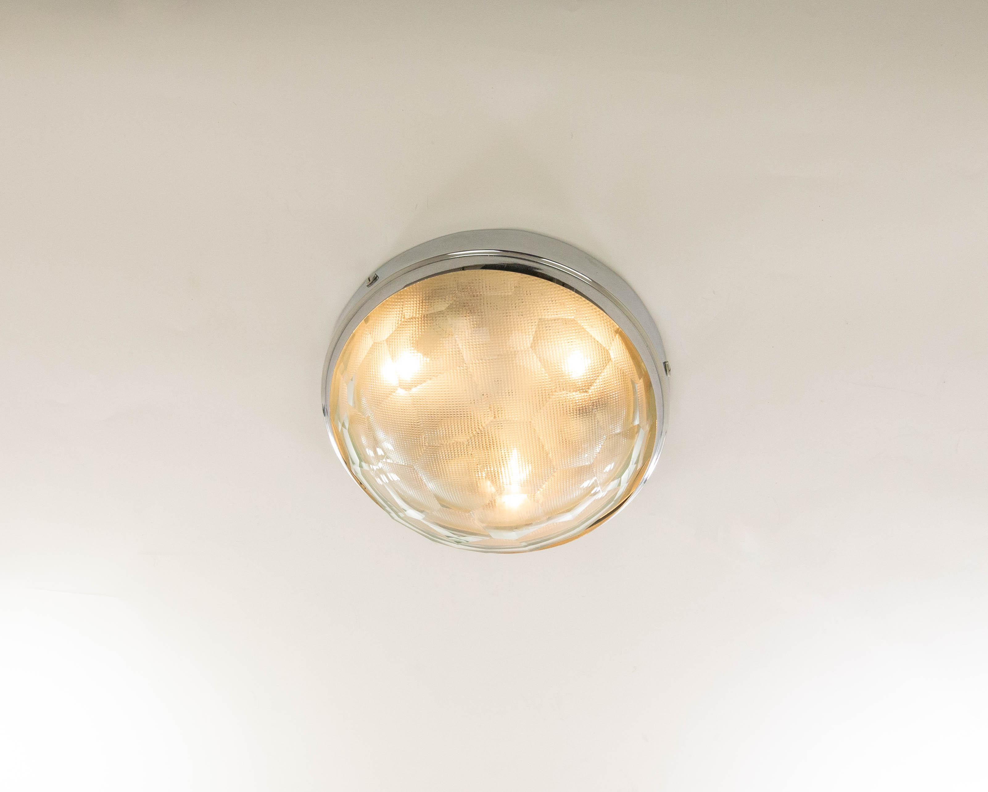Italian Ceiling lamp with faceted glass by Pia Guidetti Crippa for Lumi, 1960s