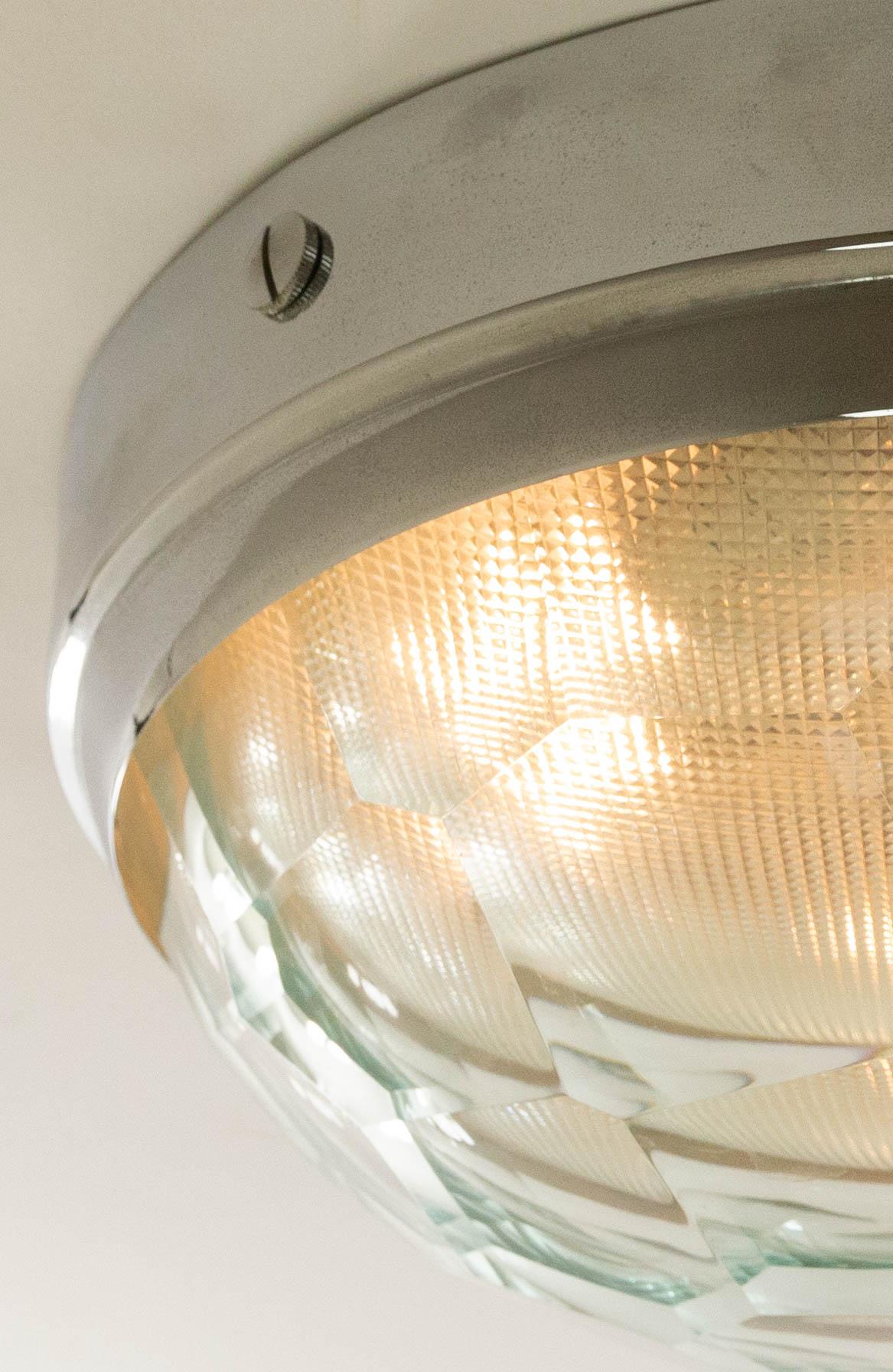 Ceiling lamp with faceted glass by Pia Guidetti Crippa for Lumi, 1960s In Good Condition In Rotterdam, NL