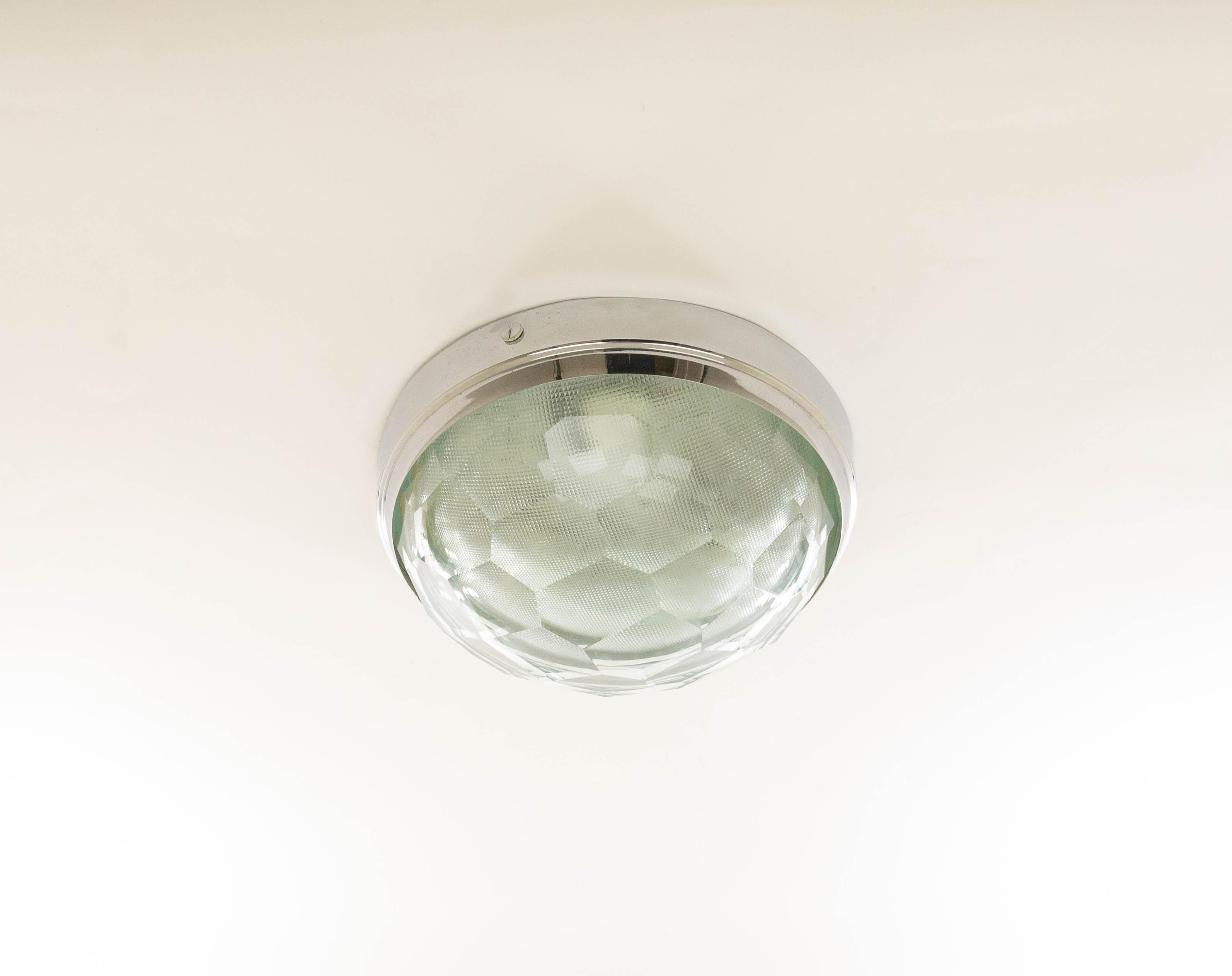 Metal Ceiling lamp with faceted glass by Pia Guidetti Crippa for Lumi, 1960s