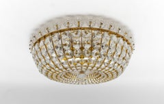 Plafonnier avec pierres en verre et fleurs Cadre en laiton Vereinigte Werkstätten