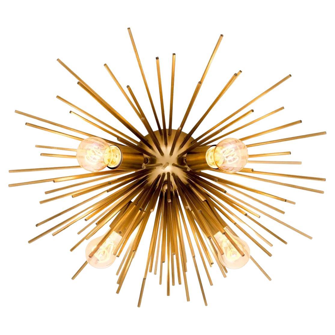 Ceiling Lamp With Matte Brass Finish And Starburst Design