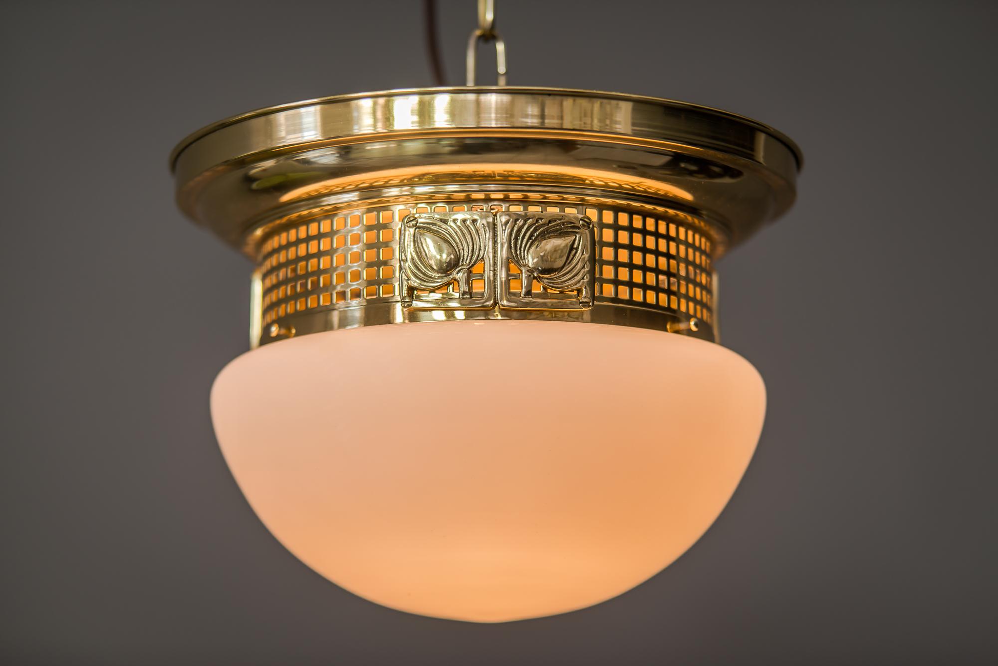 Ceiling Lamp with Opal Glass in the Style of Jugendstil In New Condition In Wien, AT