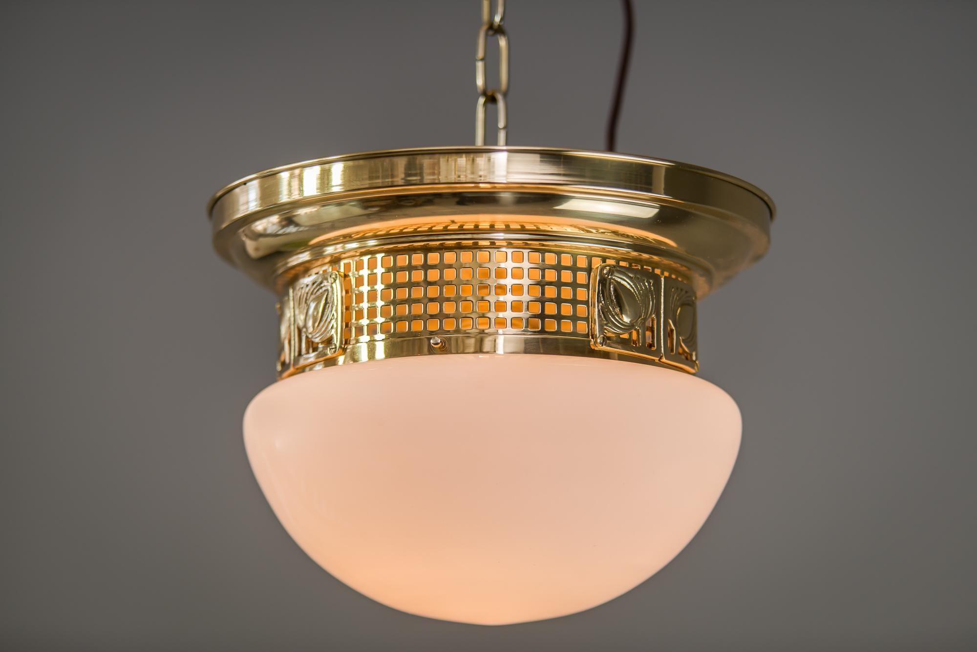 Contemporary Ceiling Lamp with Opal Glass in the Style of Jugendstil