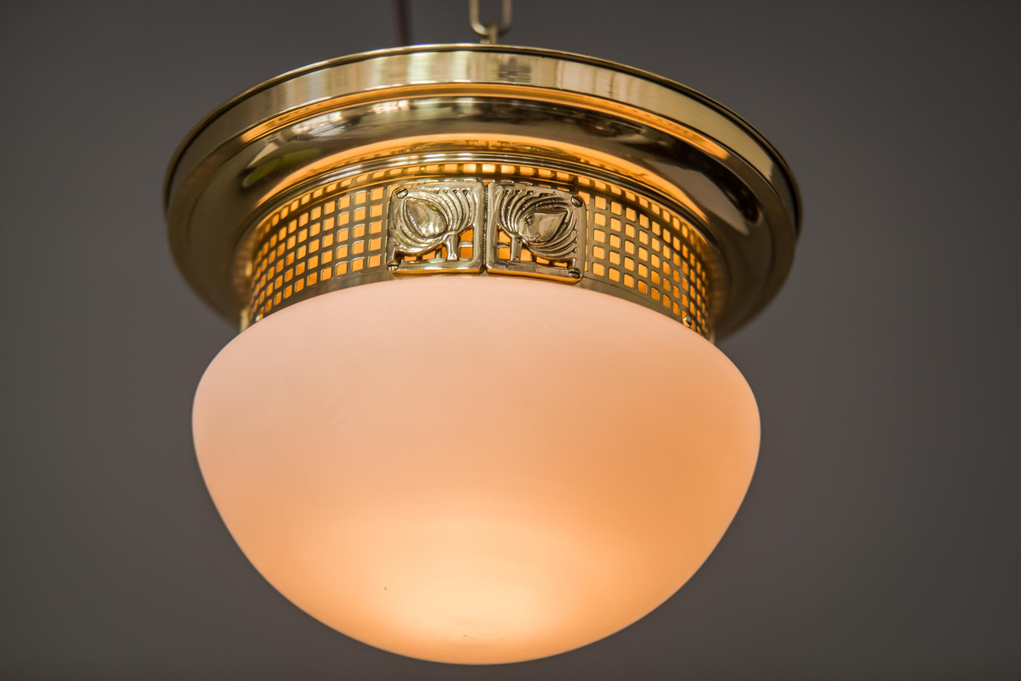 Ceiling Lamp with Opal Glass in the Style of Jugendstil 1
