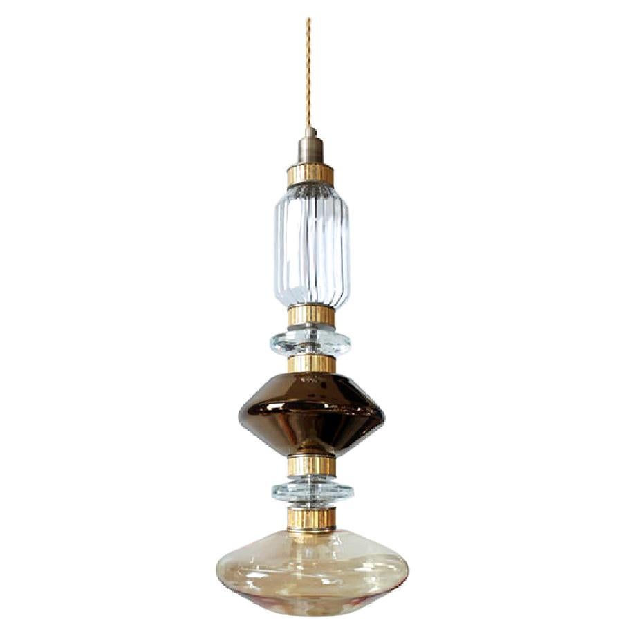 Plafonnier avec éléments en verre Pyrex finition ambrée, bronze ou chrome en vente