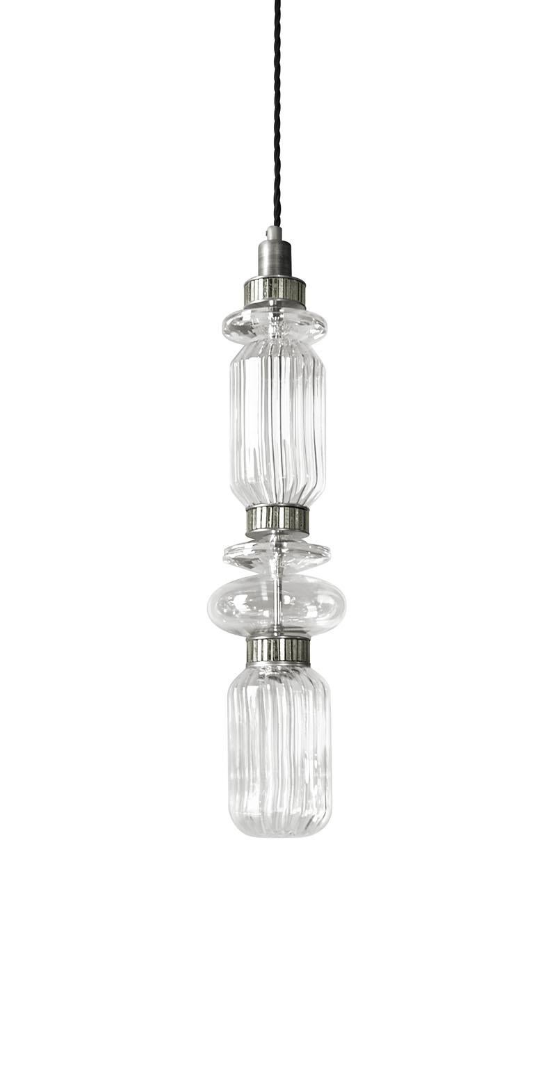 Italian Ceiling Lamp with Pyrex Glass in Amber-Smoked, Decorative Bronzed or Chrome For Sale