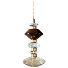 Ceiling Lamp with Pyrex Glass in Amber-Smoked, Decorative Bronzed or Chrome