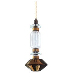 Ceiling Lamp with Pyrex Glass in Amber-Smoked, Decorative Bronzed or Chrome