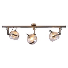 Ceiling Lamp with Three Spots of Chrome and Glass from the 1960s
