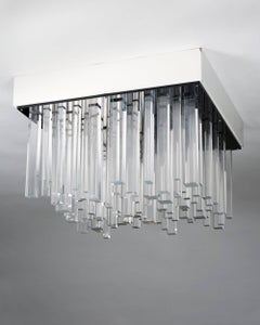 Vintage Modernist Flush Mount Light – Acrylic Rod Waterfall Design, Italy 1970s