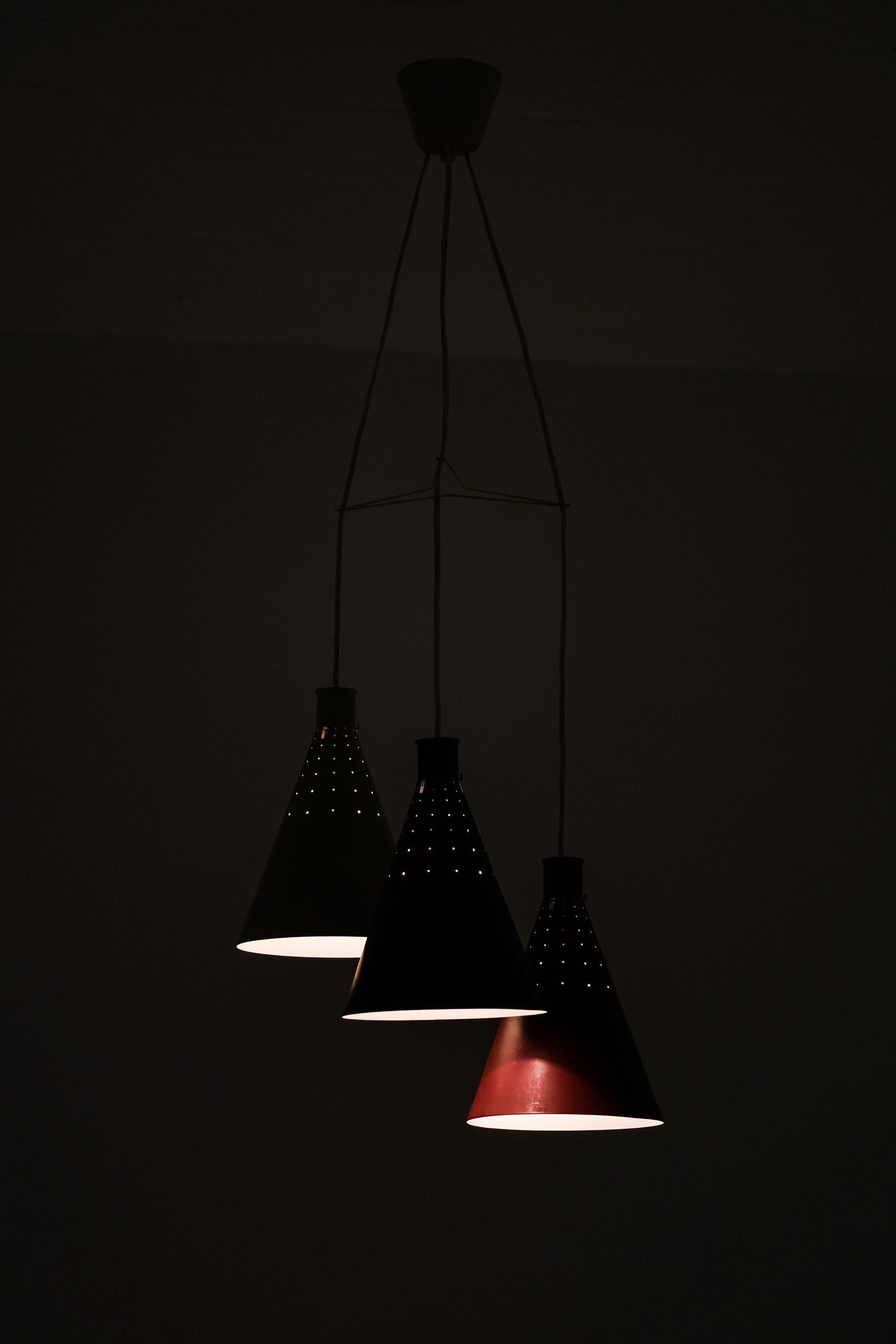 Scandinavian Modern Ceiling Lamps in Lacquered Metal by Alf Svensson, 1950's For Sale