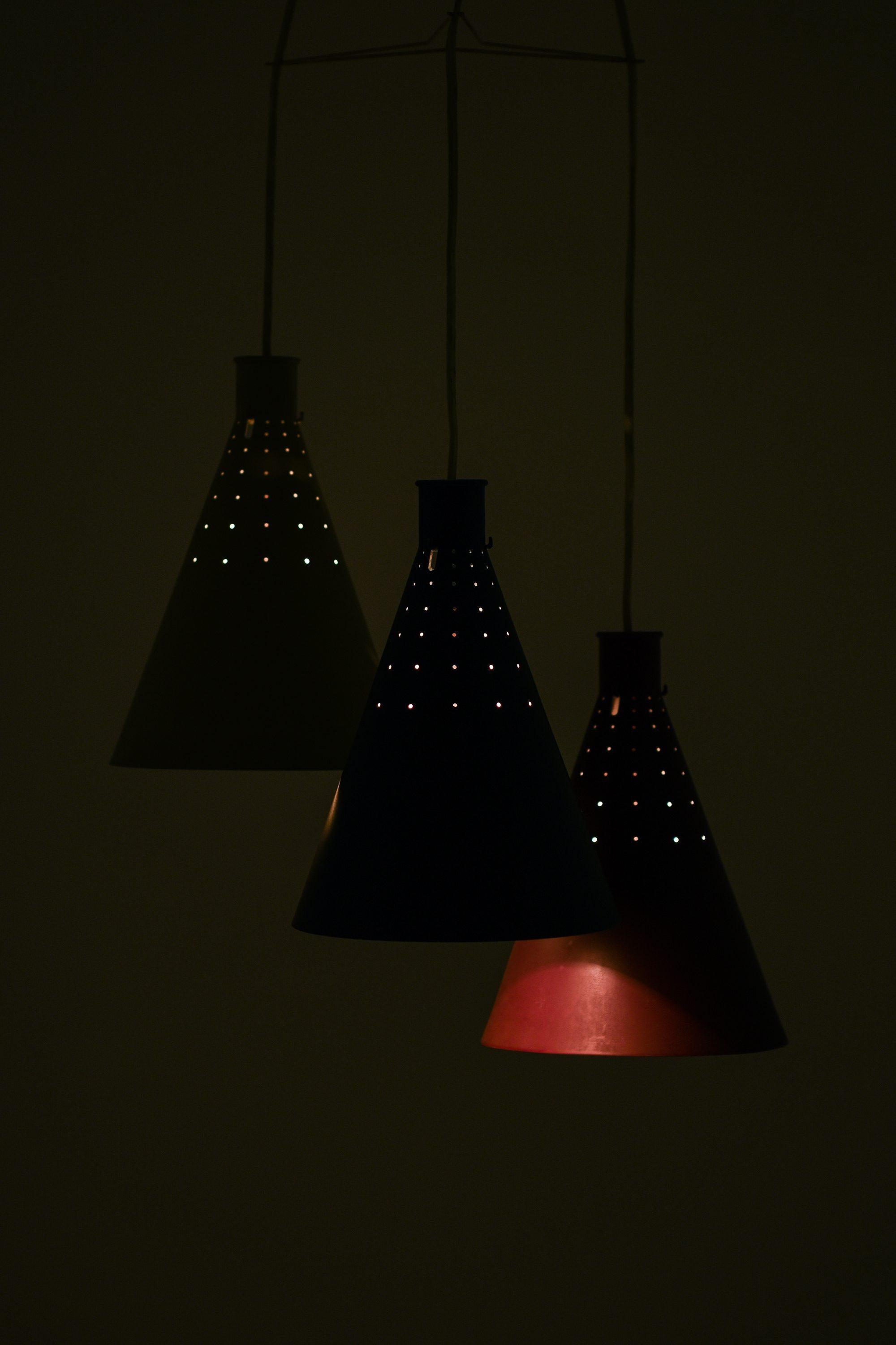 Ceiling Lamps in Lacquered Metal by Alf Svensson, 1950's In Good Condition For Sale In Limhamn, Skåne län