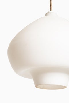 Ceiling Lamps in Opal Glass and Teak Produced in Sweden