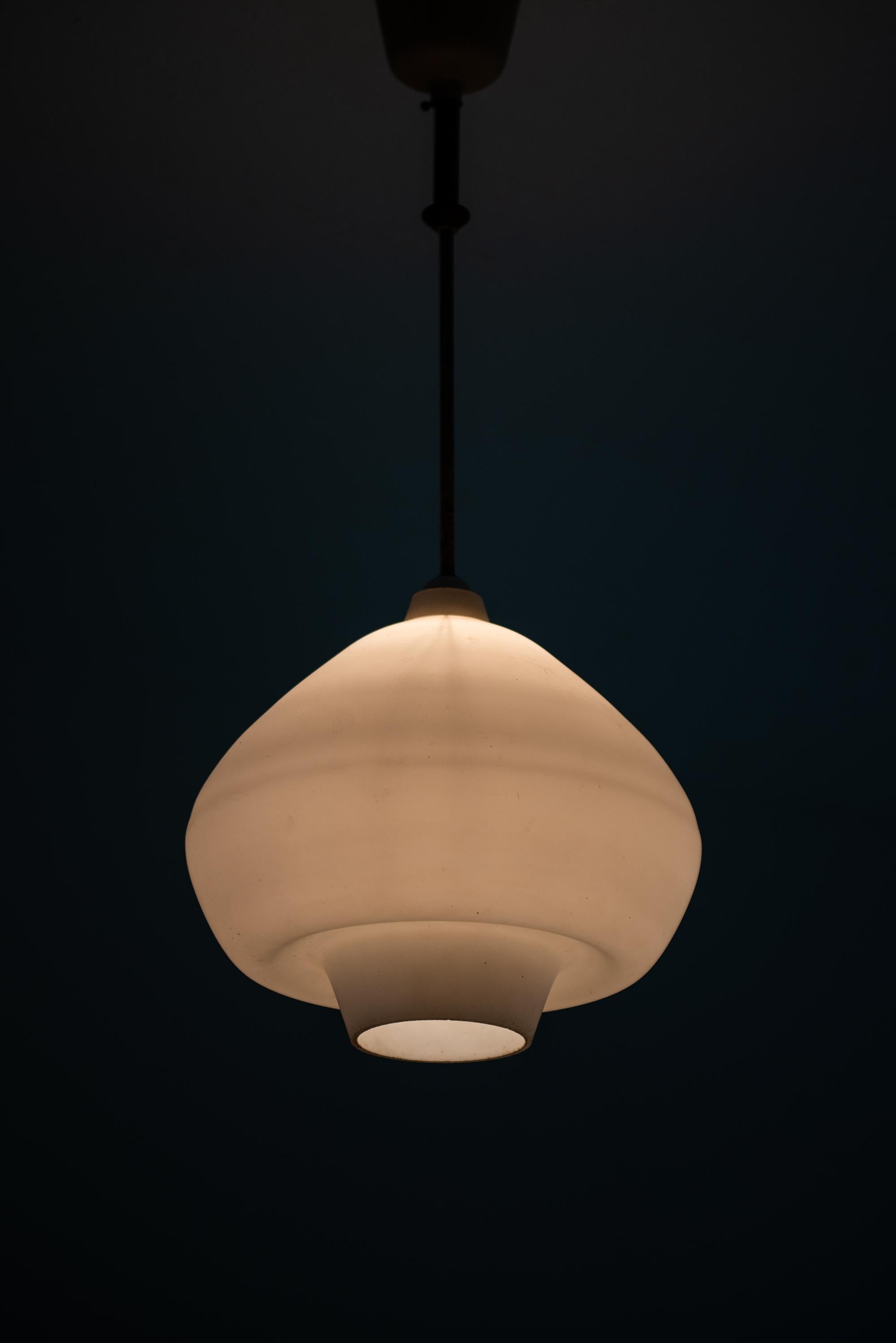 Ceiling Lamps in Opal Glass and Teak Produced in Sweden In Good Condition In Limhamn, Skåne l�än
