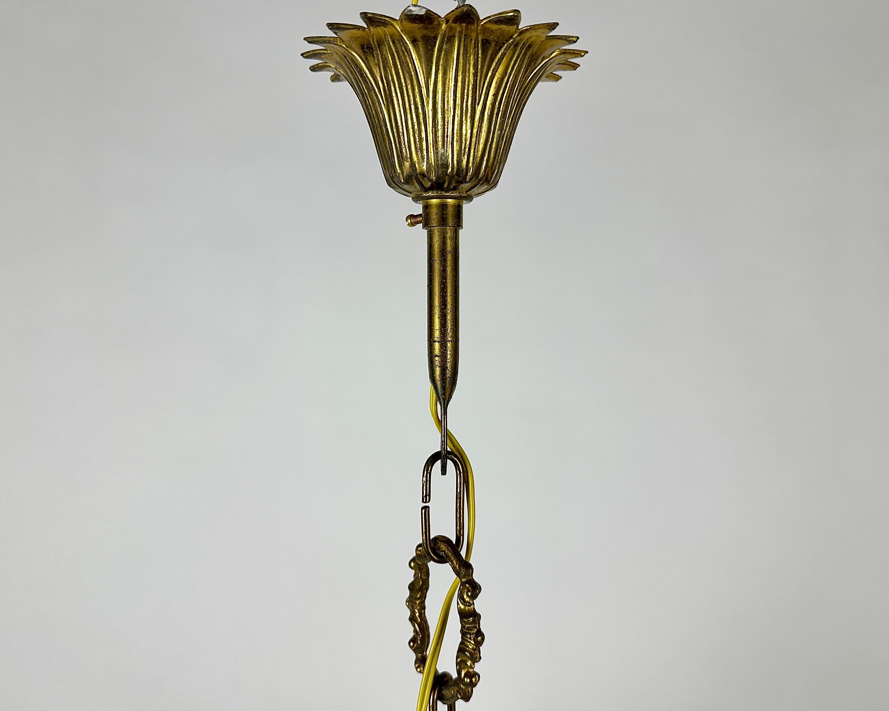 Ceiling Lantern Antique in Bronze With Etched Glass For Sale 5
