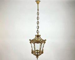 Ceiling Lantern Antique in Bronze With Etched Glass