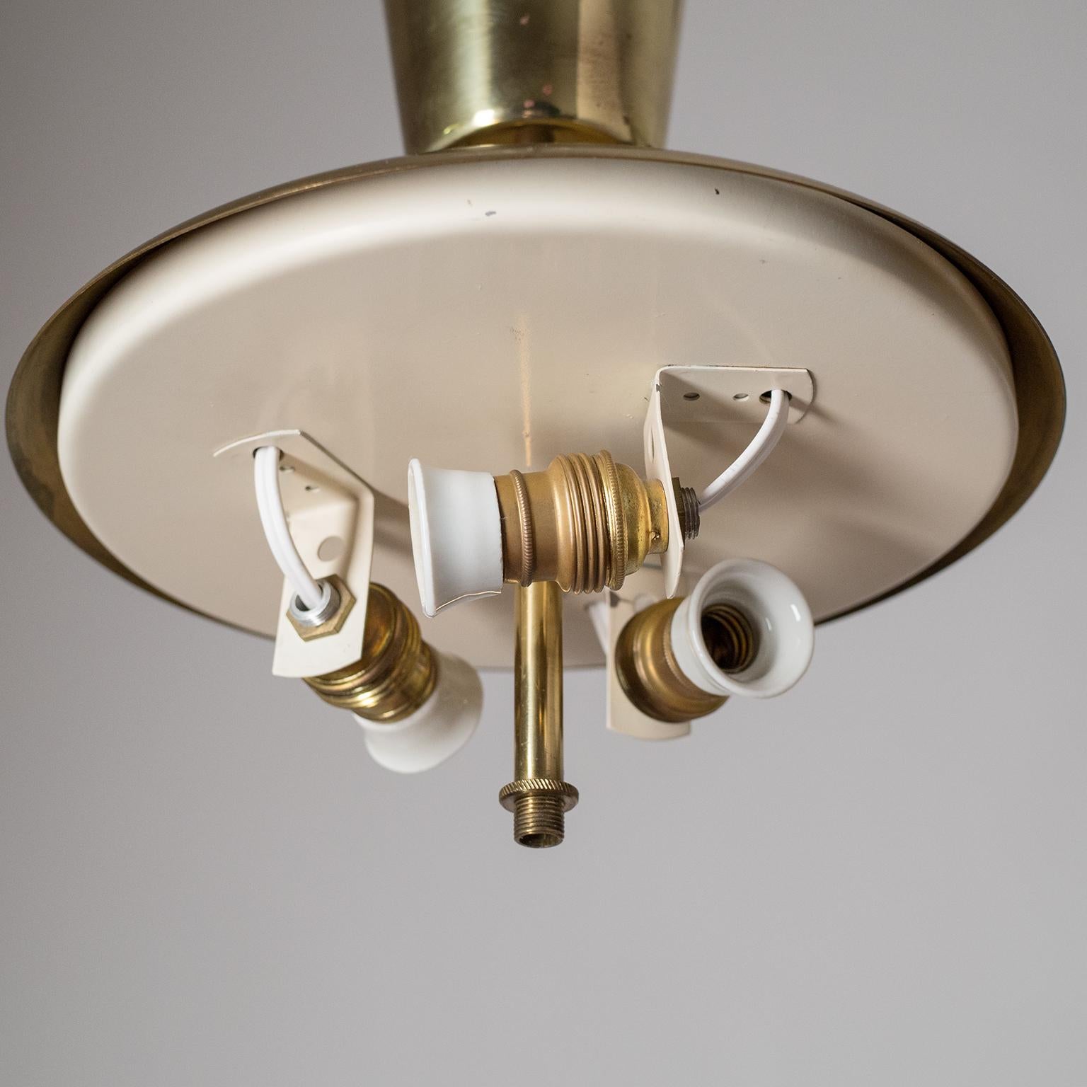 Ceiling Light, 1940s, Brass and Satin Glass 2