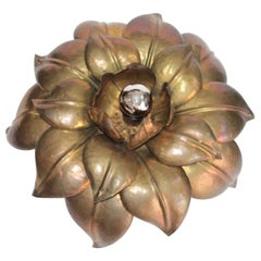 Ceiling Light 1960s Brass Leaf by Tommaso Barbi