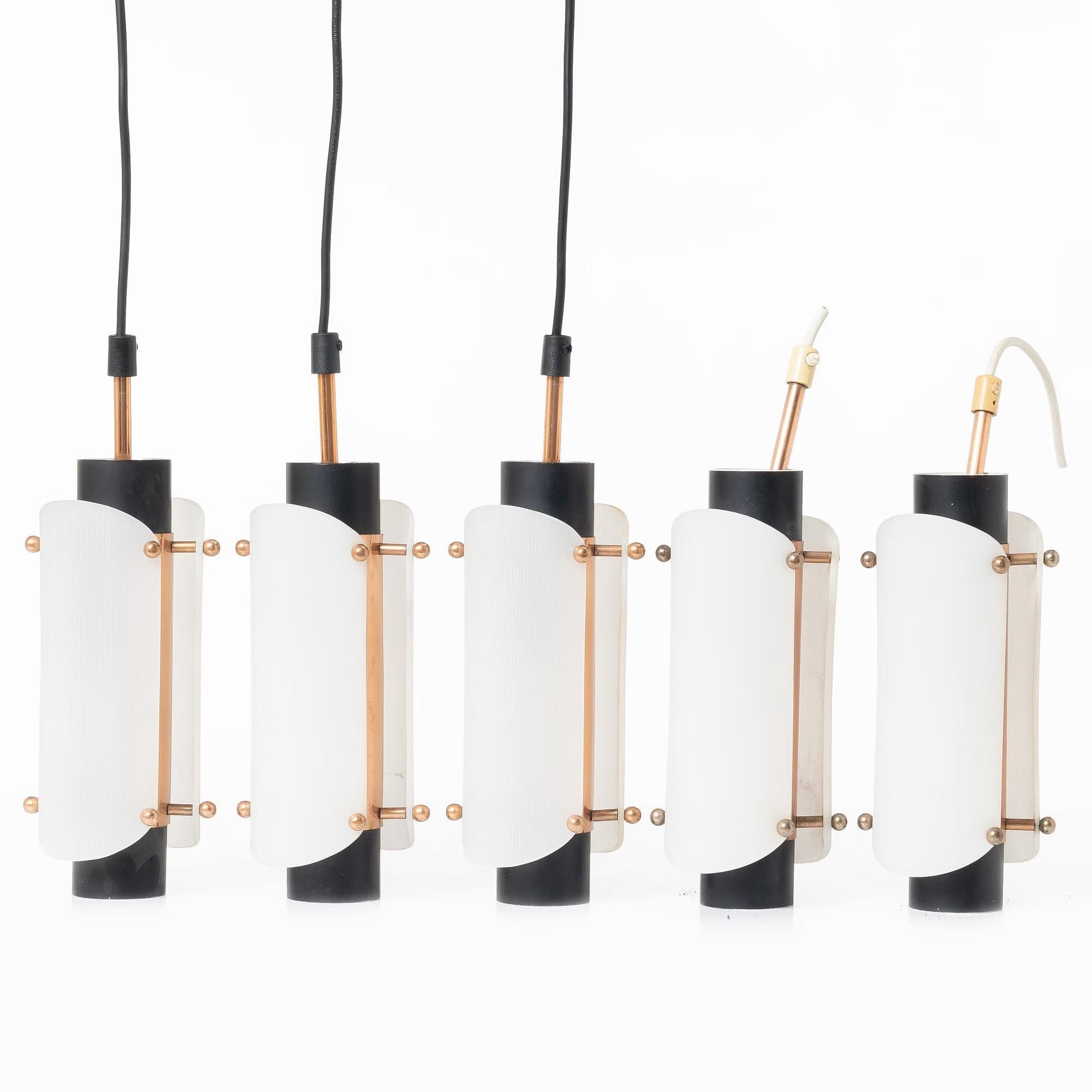 Danese Lampada da soffitto una coppia acciaio rame plexiglass Danimarca 1960 in vendita