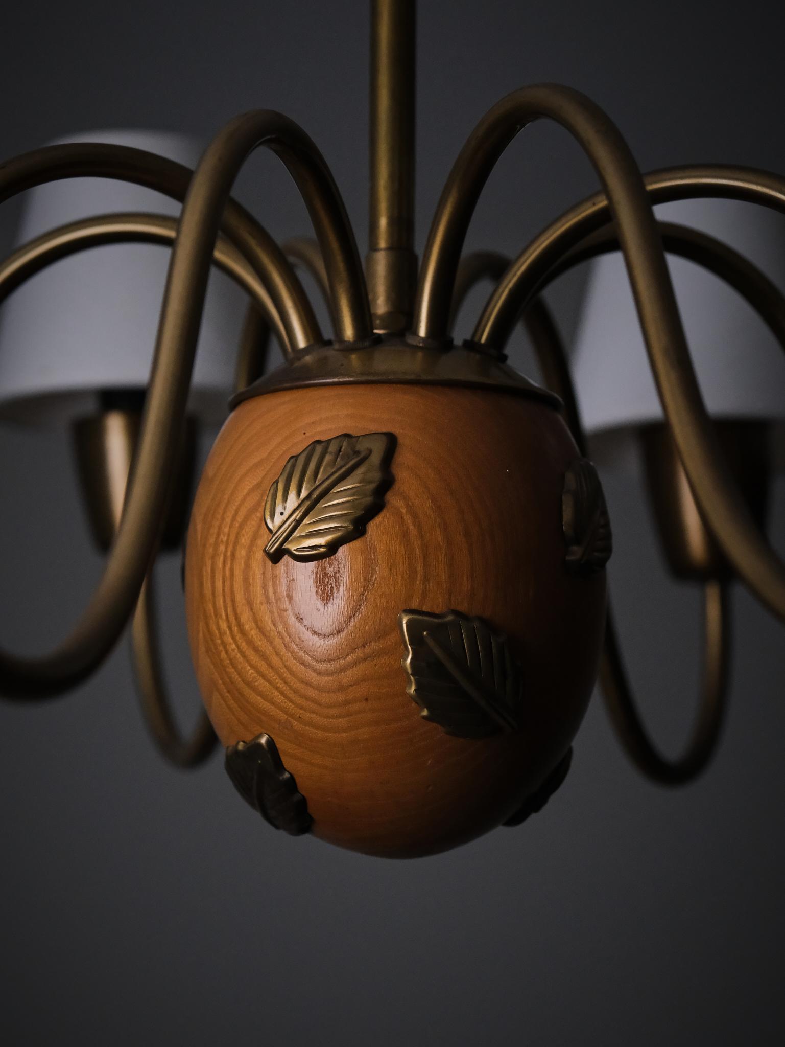 Brass Ceiling light by Hans Bergström for Ateljé Lyktan, Sweden, 1940s For Sale
