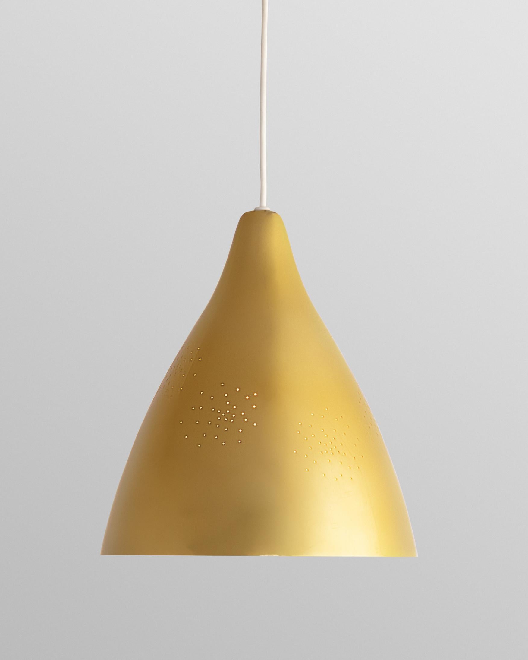 Lisa Johansson-Pape, Ceiling Light in brass-plated aluminum. Designed ca. 1950. Manufactured ca. 1980.Manufactured by Oy Stockmann-Ornö AB, Kerava, Finland.