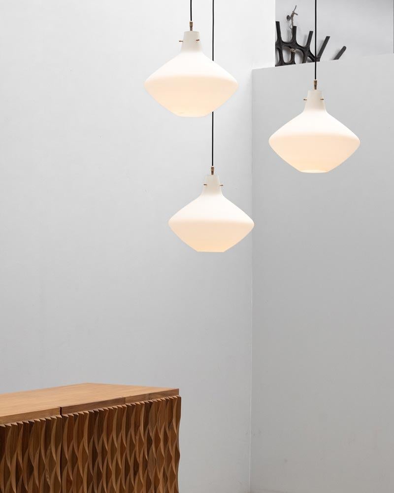 Italian ceiling light cascade 3 opalines, 1950’s Italy For Sale