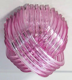 Ceiling Light Chandelie, Pink Triedri, 20 Murano Glasses