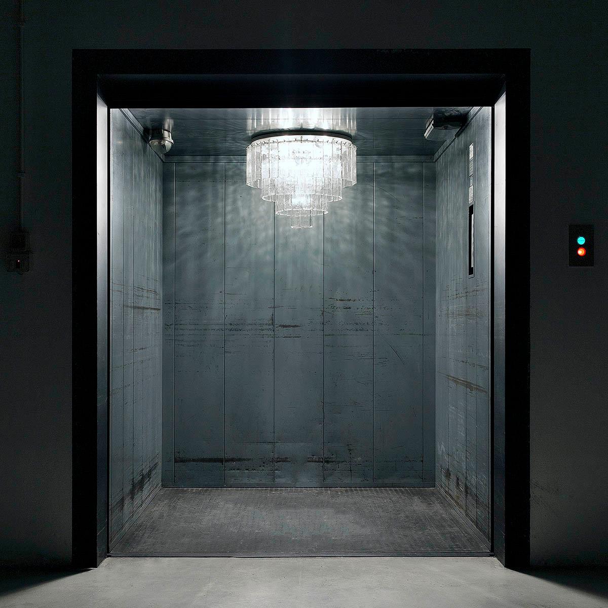 Ceiling Light, Clear Glass Listels, Chrome Fixture Charleston  by Multiforme In New Condition For Sale In Trebaseleghe, IT