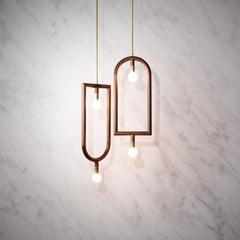 Contemporary Walnut and Brass LED Chandelier - Chandelier CORN