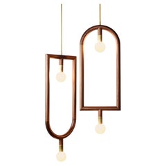 Contemporary Walnut and Brass LED Chandelier - Chandelier CORN