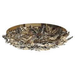 Ceiling light Featuring Gold-Plated Brass Combined with Hand-Applied leaves