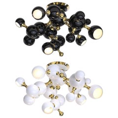 Ceiling Light in Black with Brass Detail