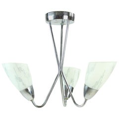 Ceiling Light in Chrome and Glass, Czechoslovakia, 1960s