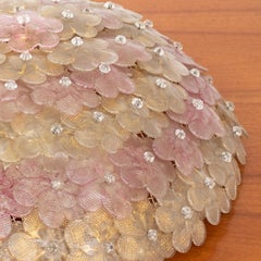 Deckenleuchte aus Murano-Glas mit rosa Blüten für Seguso, 1960er Jahre