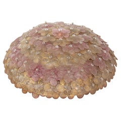 Ceiling Light in pink flower Murano glass for Seguso, 1960s