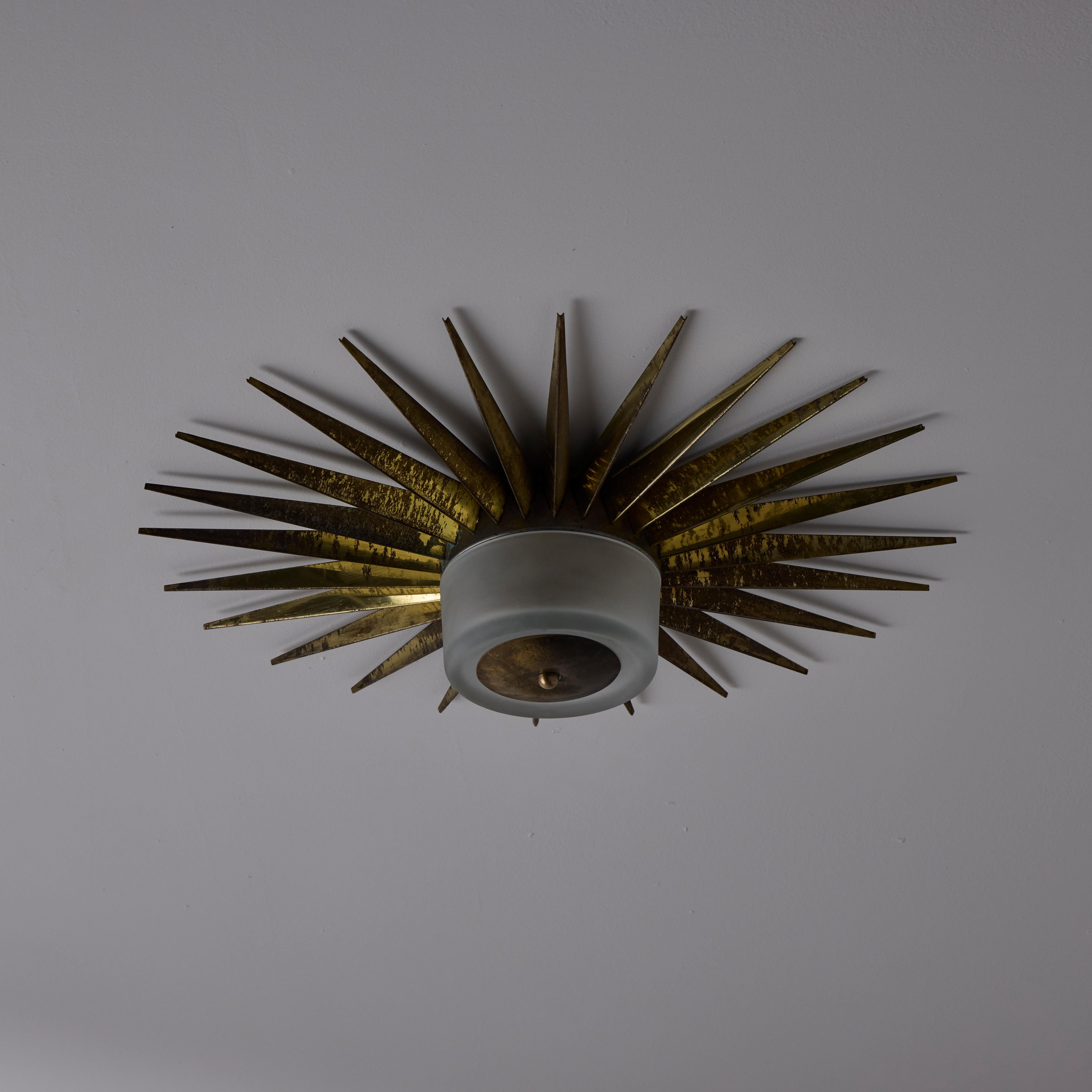 Etched Ceiling Light In The Style of Arredoluce For Sale