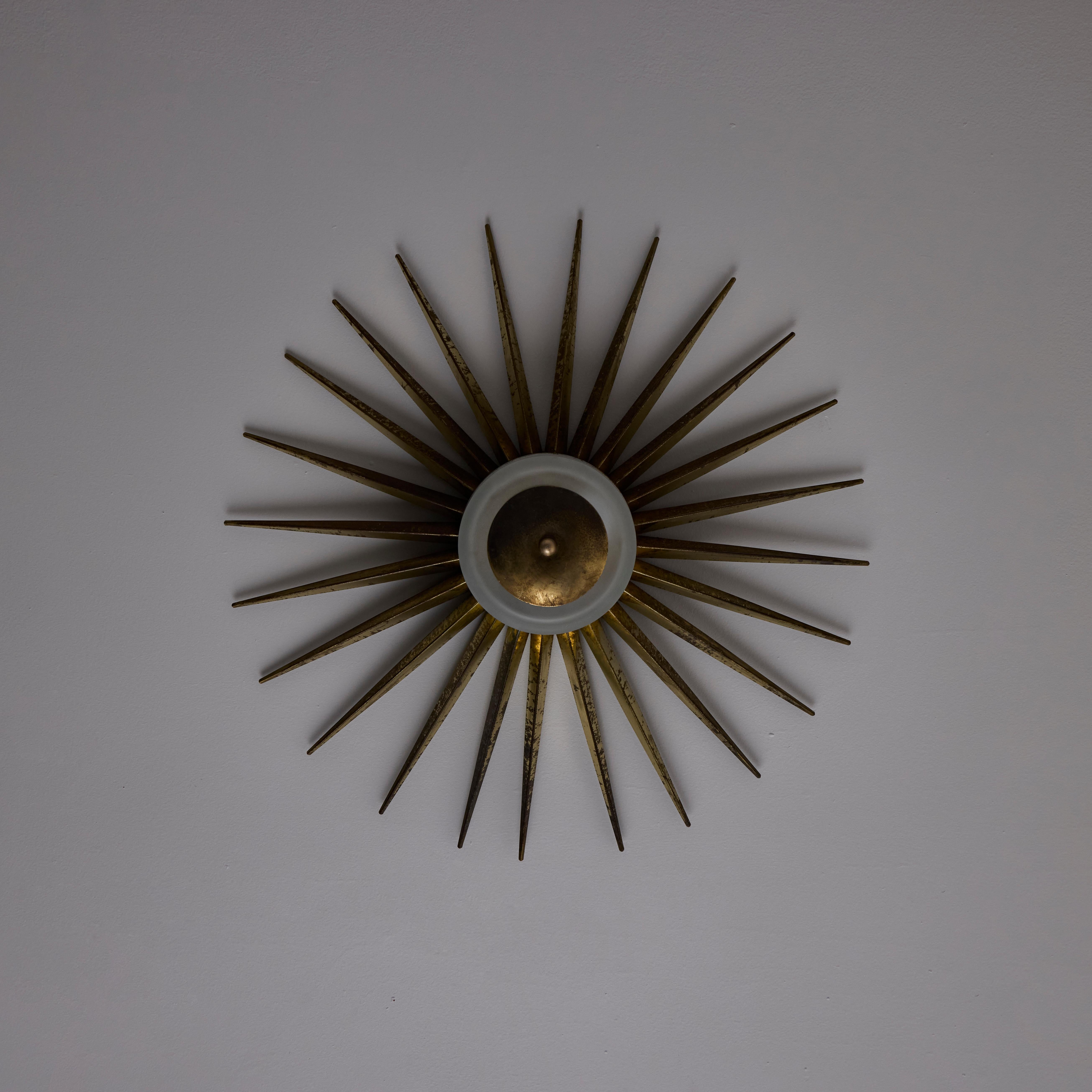 Brass Ceiling Light In The Style of Arredoluce For Sale