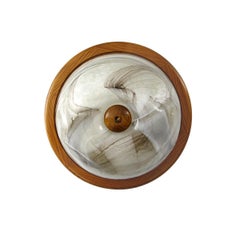 Ceiling Light of Marbled Glass and Wooden Accents by Kramer Leuchten