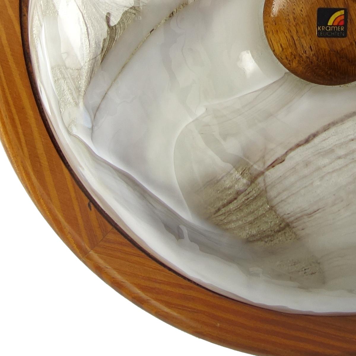 Ceiling Light of Marbled Glass and Wooden Accents by Kramer Leuchten In Good Condition In Doornspijk, NL
