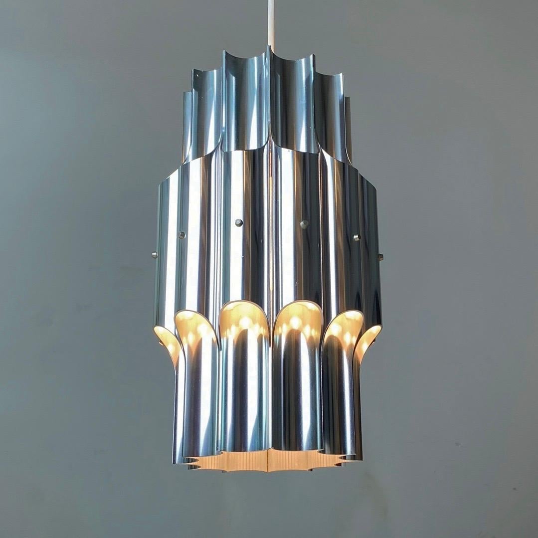 Alluminio Plafoniera Pan di Bent Karlby per Lyfa, Danimarca, anni '60
