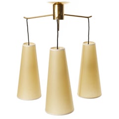 Ceiling Light 'POLKA' by J.T. Kalmar, Brass Parchment Shades, 1960s