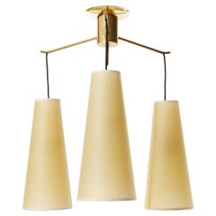 Ceiling Light 'POLKA' by J.T. Kalmar, Brass Parchment Shades, 1960s