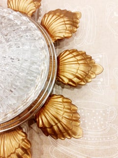 Ceiling Light Shape of the Sun, with Glass and Brass Sheets, 20th Century